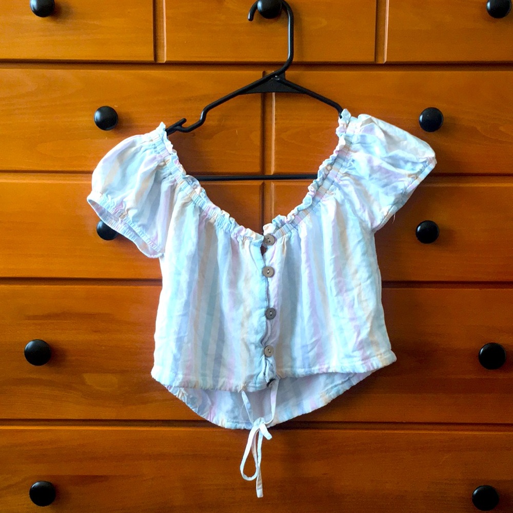 Ocean Drive Medium off the shoulder crop top